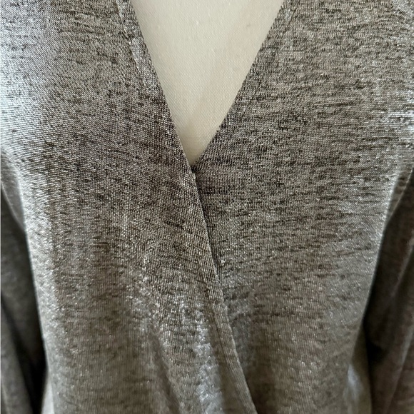 Anthropologie Silver Wrap Blouse - Picture 2 of 8